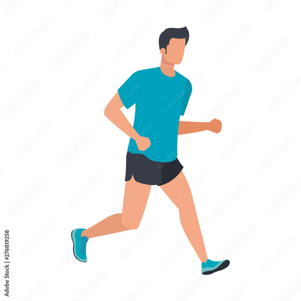 young athletic man running character