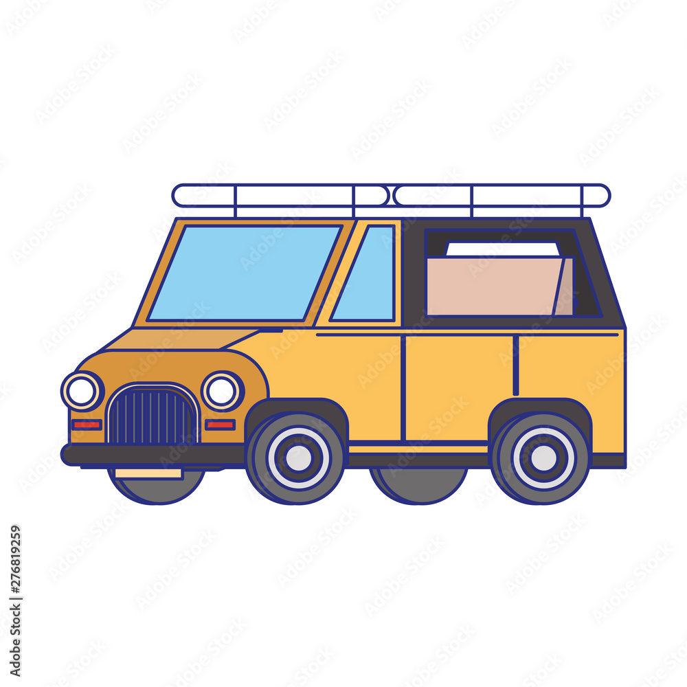 Safari van vehicle isolated symbol