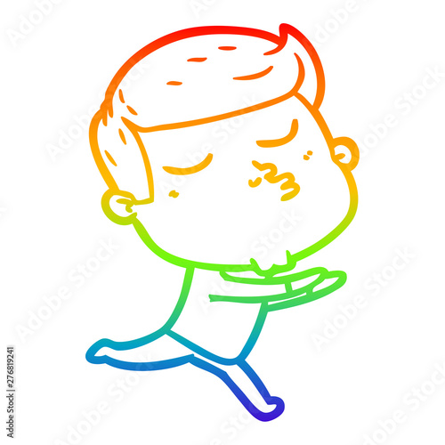 rainbow gradient line drawing cartoon model guy pouting