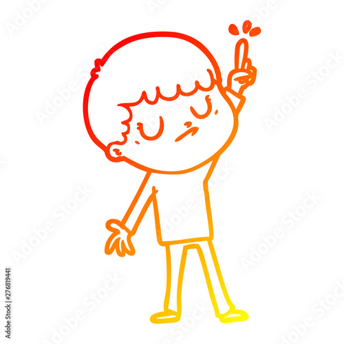 warm gradient line drawing cartoon grumpy boy