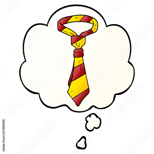 cartoon office tie and thought bubble in smooth gradient style