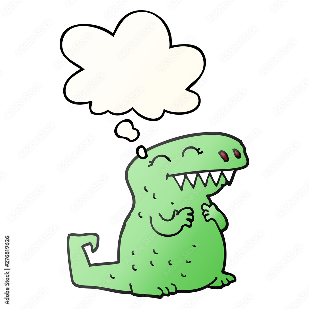 cartoon dinosaur and thought bubble in smooth gradient style cartoon dinosaur and thought bubble in smooth gradient style