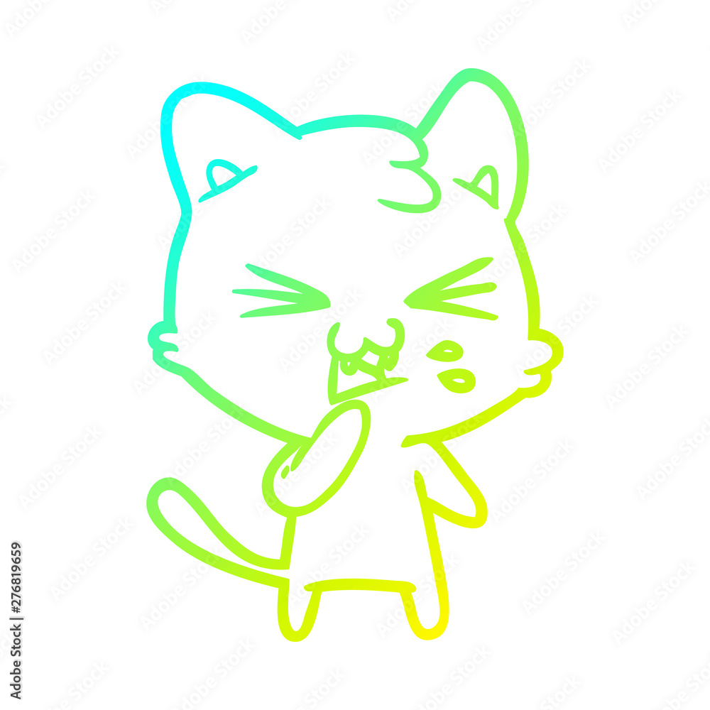 cold gradient line drawing cartoon cat hissing cold gradient line drawing cartoon cat hissing
