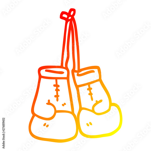 warm gradient line drawing cartoon boxing gloves