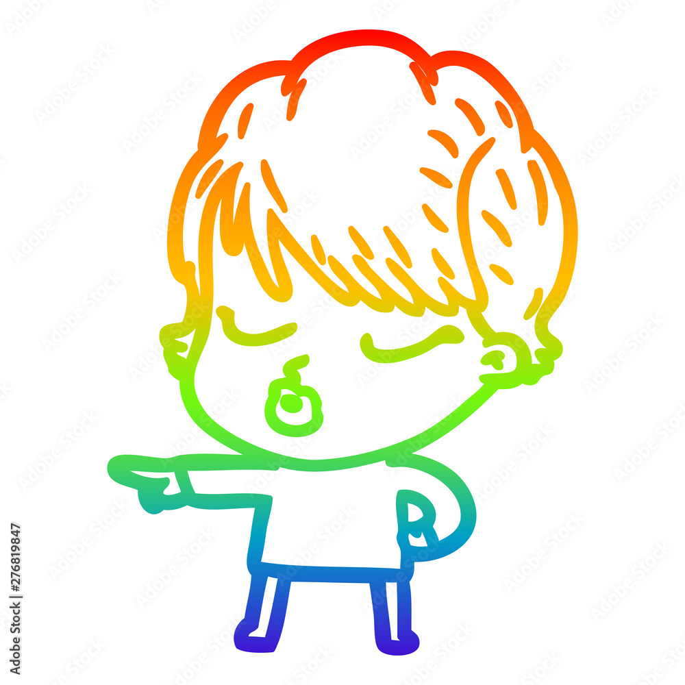 rainbow gradient line drawing cartoon woman with eyes shut rainbow gradient line drawing cartoon woman with eyes shut