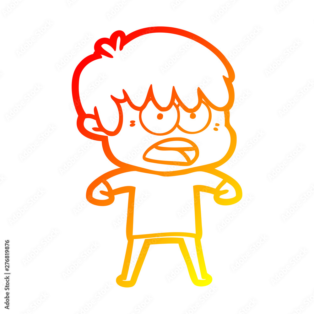 warm gradient line drawing worried cartoon boy warm gradient line drawing worried cartoon boy