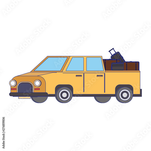 Pick up vehicle with luggage isolated