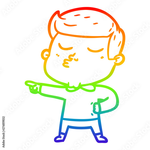 rainbow gradient line drawing cartoon model guy pouting