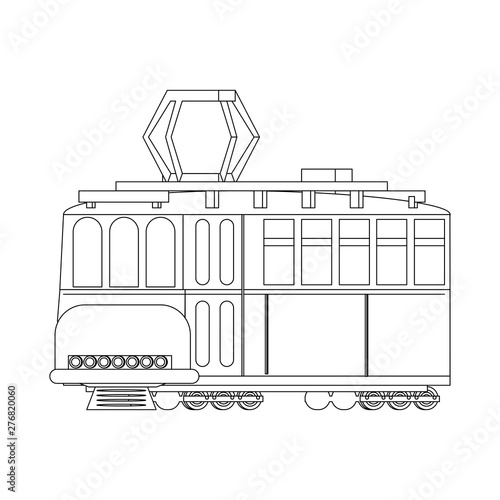 Tranvia public tranport vehicle isolated in black and white