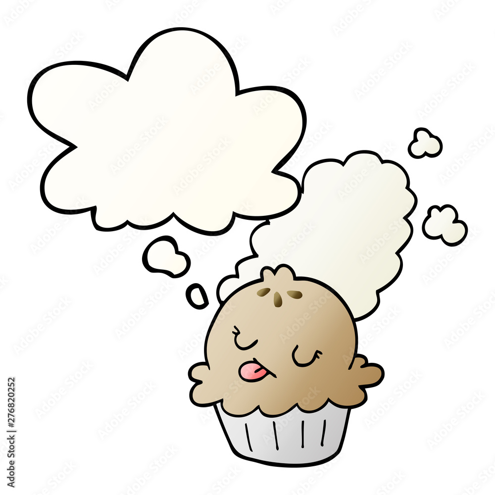 cute cartoon pie and thought bubble in smooth gradient style cute cartoon pie and thought bubble in smooth gradient style