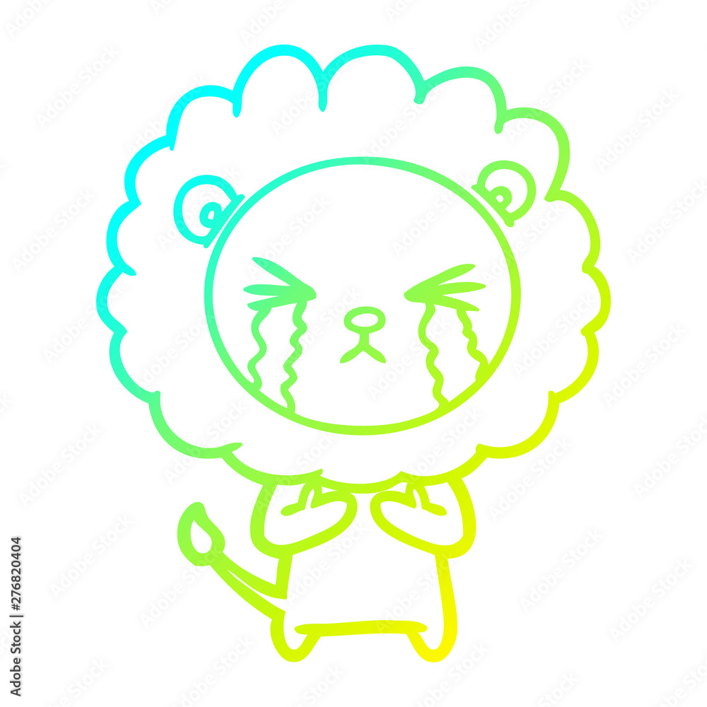 cold gradient line drawing cartoon crying lion cold gradient line drawing cartoon crying lion