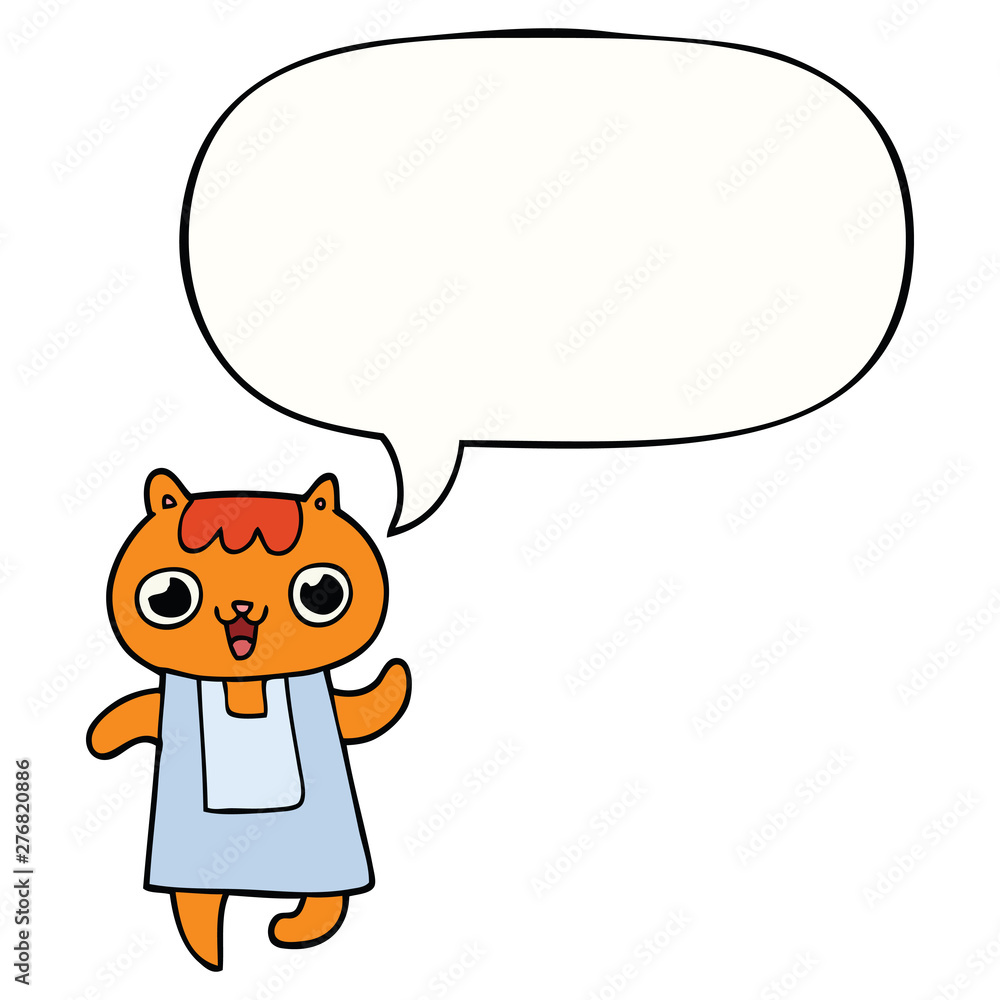 cartoon cat and speech bubble