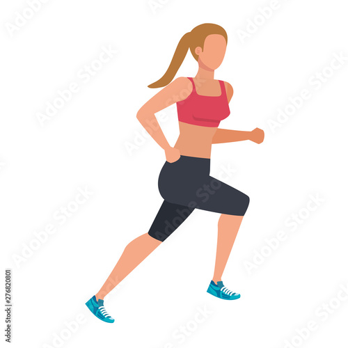 young athletic woman running character