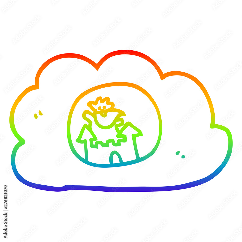 Fototapeta premium rainbow gradient line drawing cartoon god in heaven