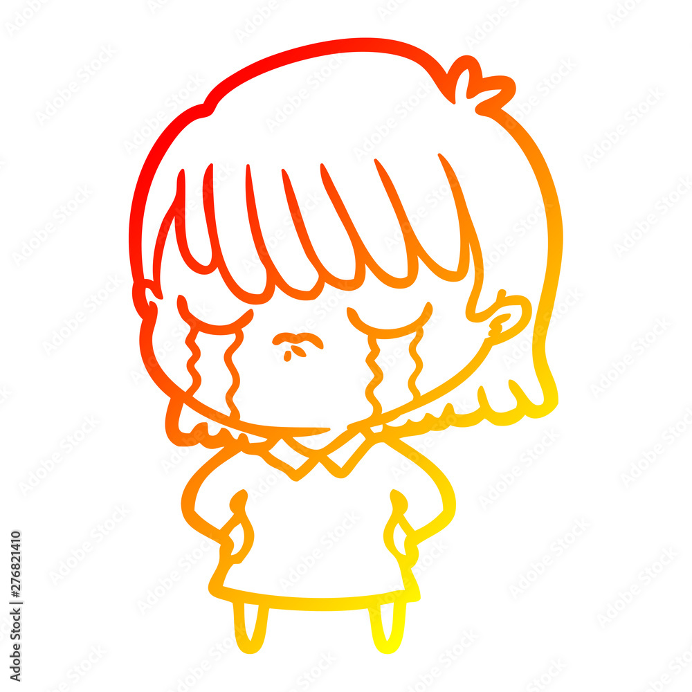 warm gradient line drawing cartoon woman crying warm gradient line drawing cartoon woman crying