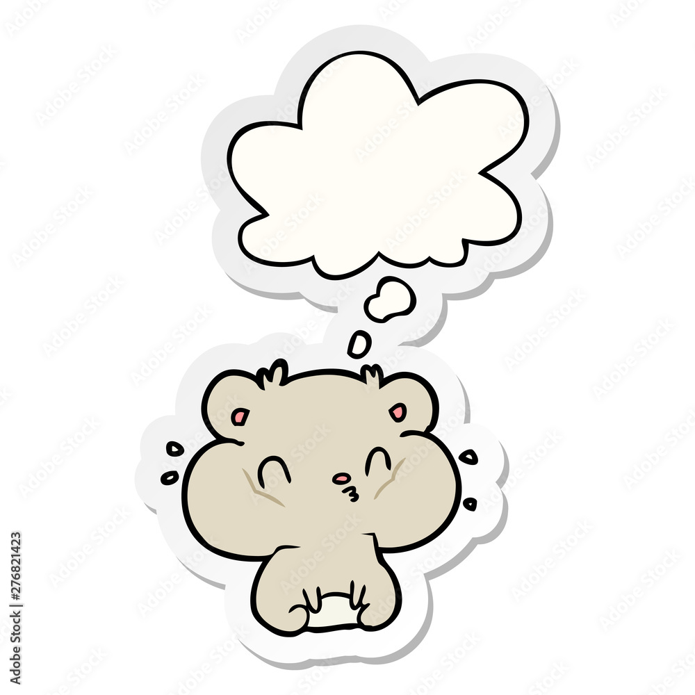 cartoon hamster and thought bubble as a printed sticker cartoon hamster and thought bubble as a printed sticker