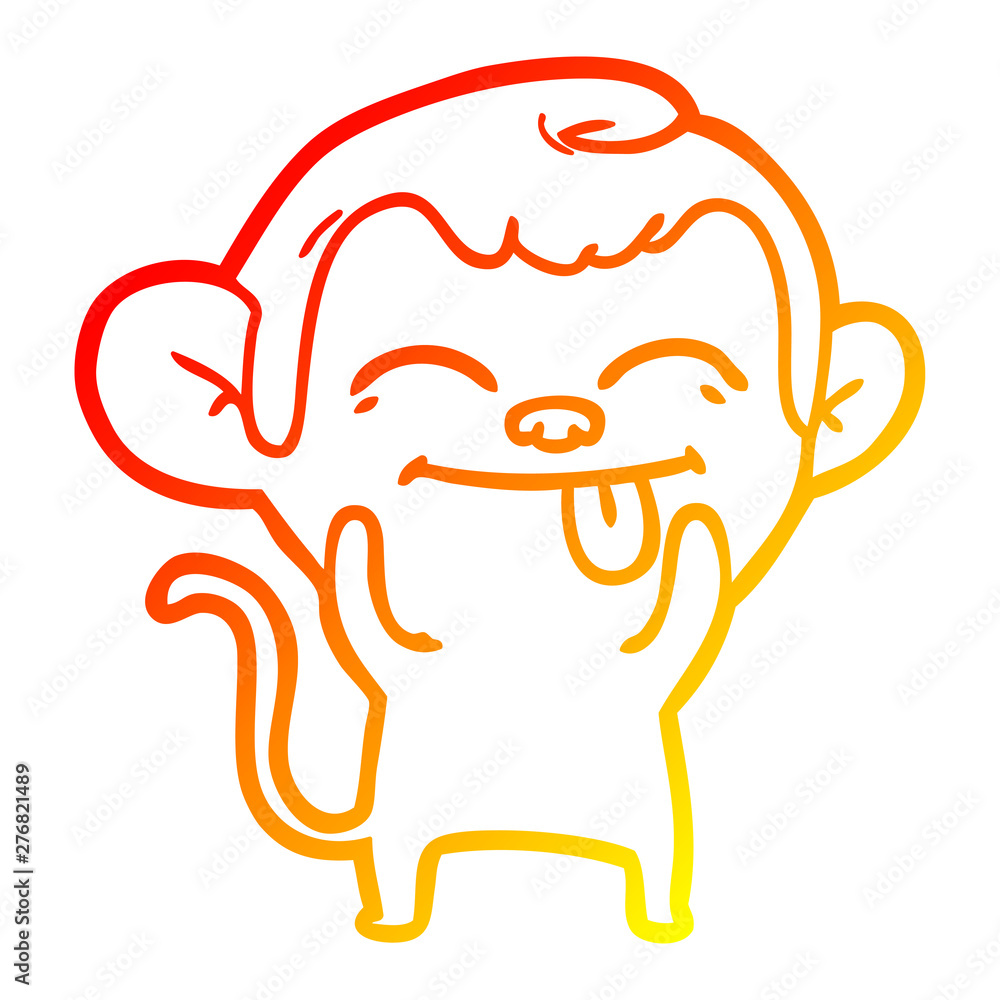 warm gradient line drawing funny cartoon monkey warm gradient line drawing funny cartoon monkey