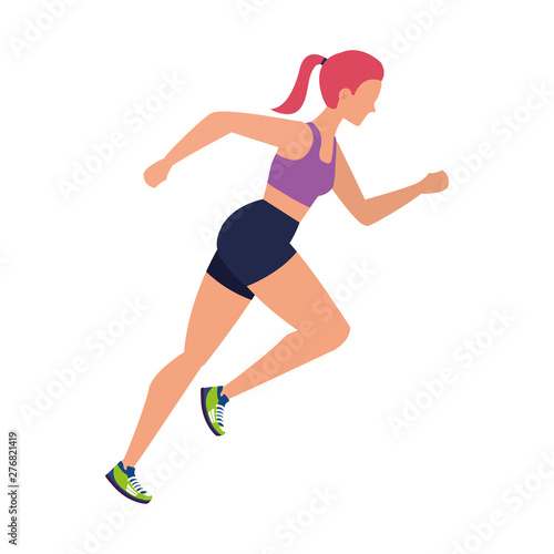 young athletic woman running character