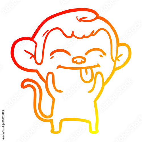 warm gradient line drawing funny cartoon monkey