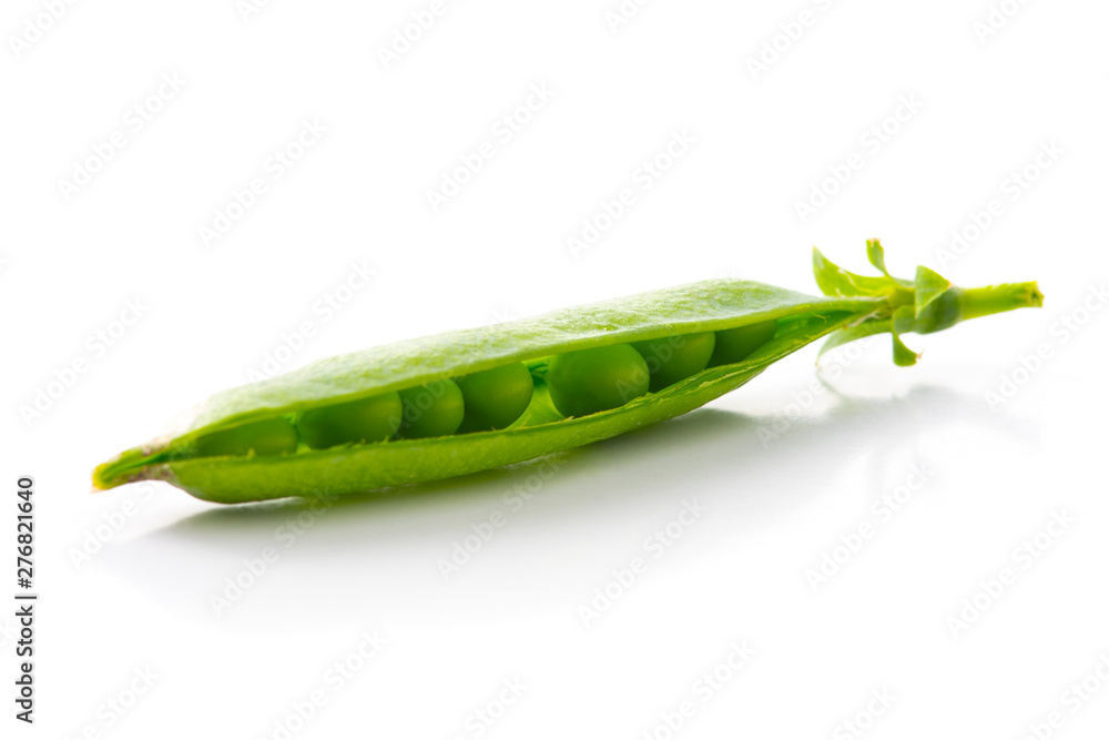 stalk of green peas on a white background stalk of green peas on a white background