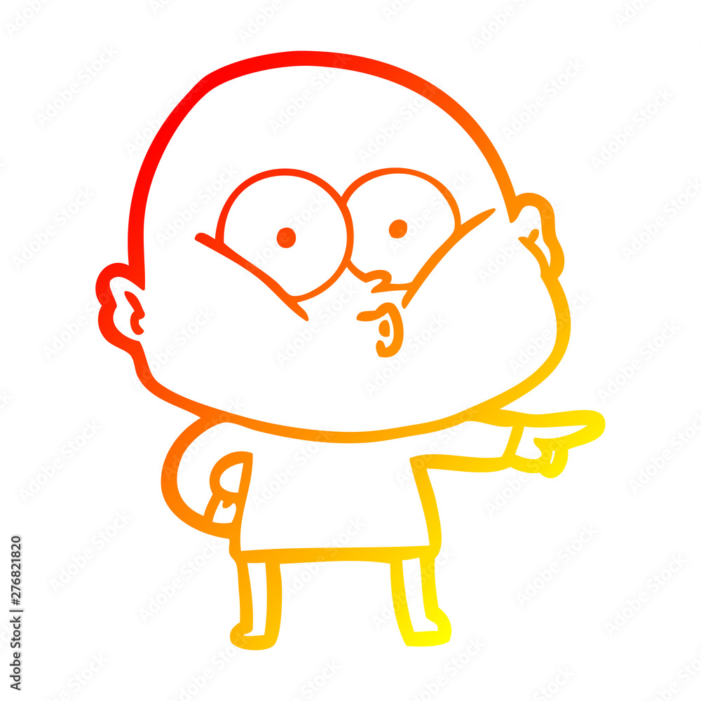 warm gradient line drawing cartoon bald man staring warm gradient line drawing cartoon bald man staring