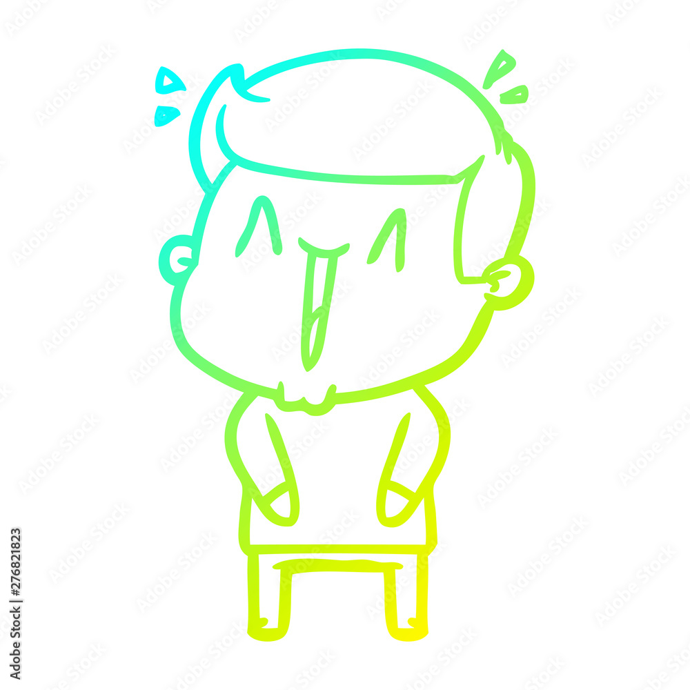 Fototapeta premium cold gradient line drawing cartoon excited man