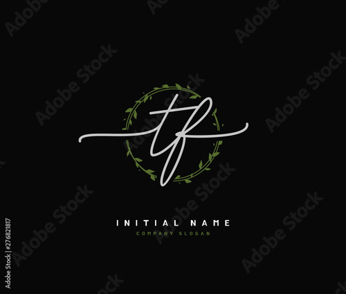 T F TF Beauty vector initial logo, handwriting logo of initial signature, wedding, fashion, jewerly, boutique, floral and botanical with creative template for any company or business.