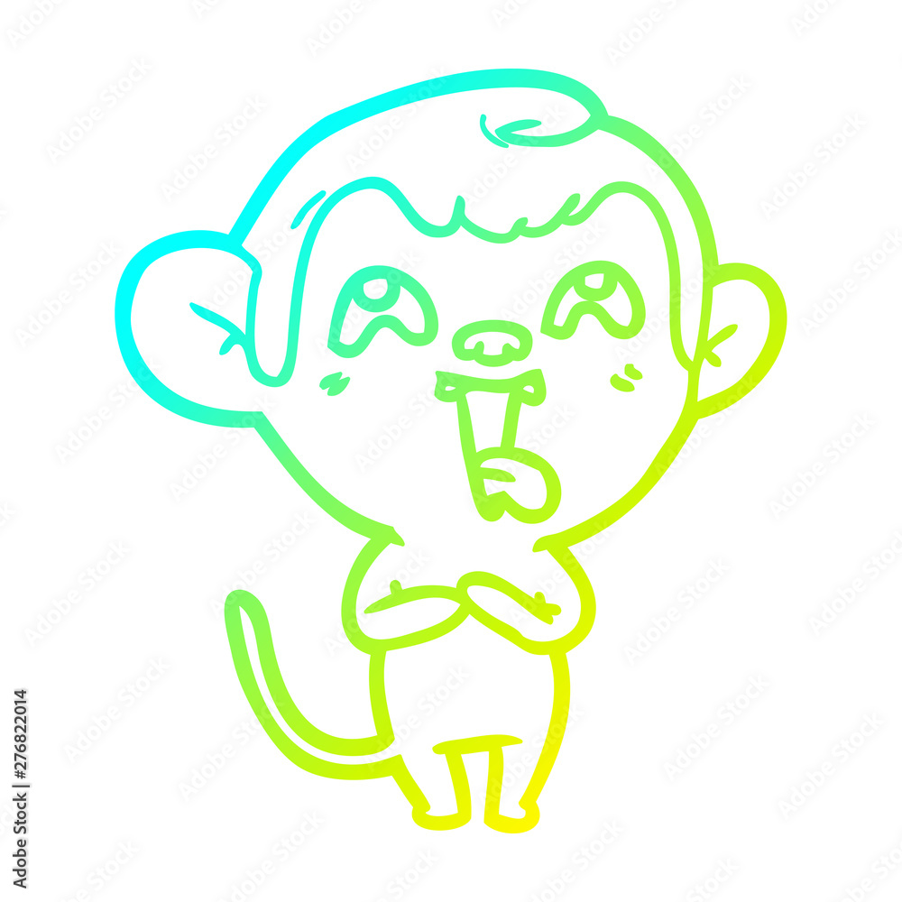 cold gradient line drawing crazy cartoon monkey cold gradient line drawing crazy cartoon monkey