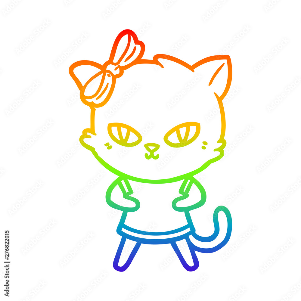 rainbow gradient line drawing cute cartoon cat rainbow gradient line drawing cute cartoon cat