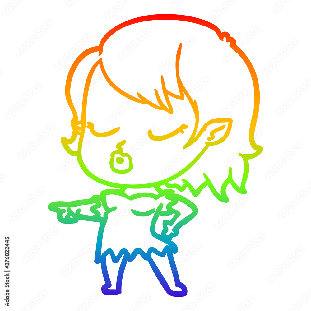 rainbow gradient line drawing cute cartoon vampire girl rainbow gradient line drawing cute cartoon vampire girl