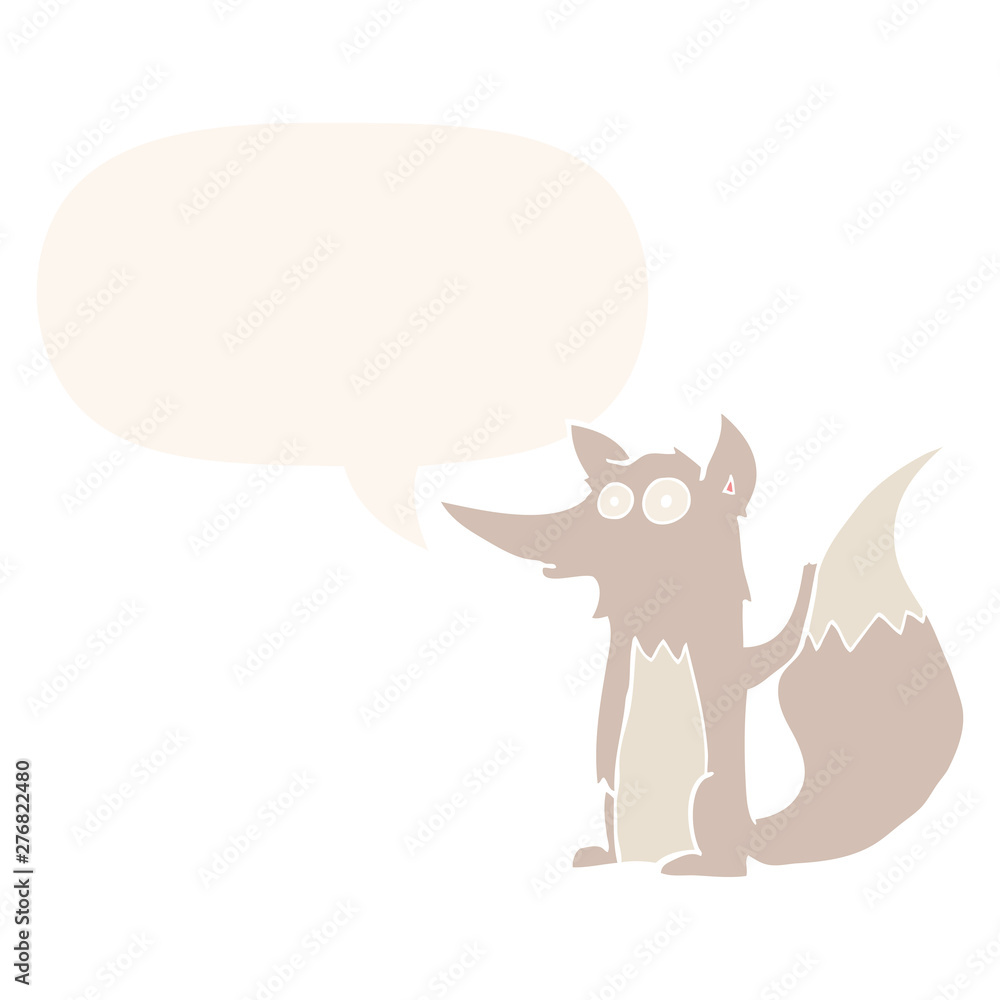 cartoon wolf and speech bubble in retro style cartoon wolf and speech bubble in retro style