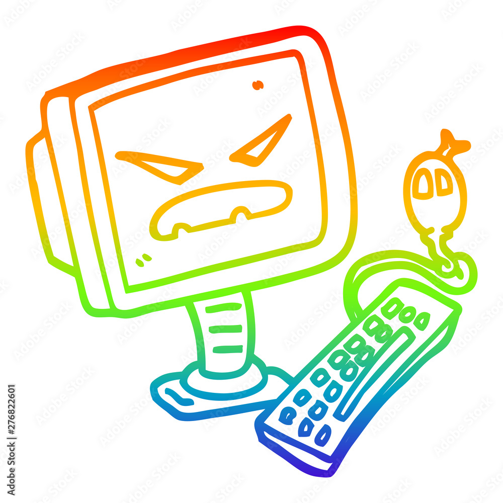 rainbow gradient line drawing cartoon evil computer rainbow gradient line drawing cartoon evil computer