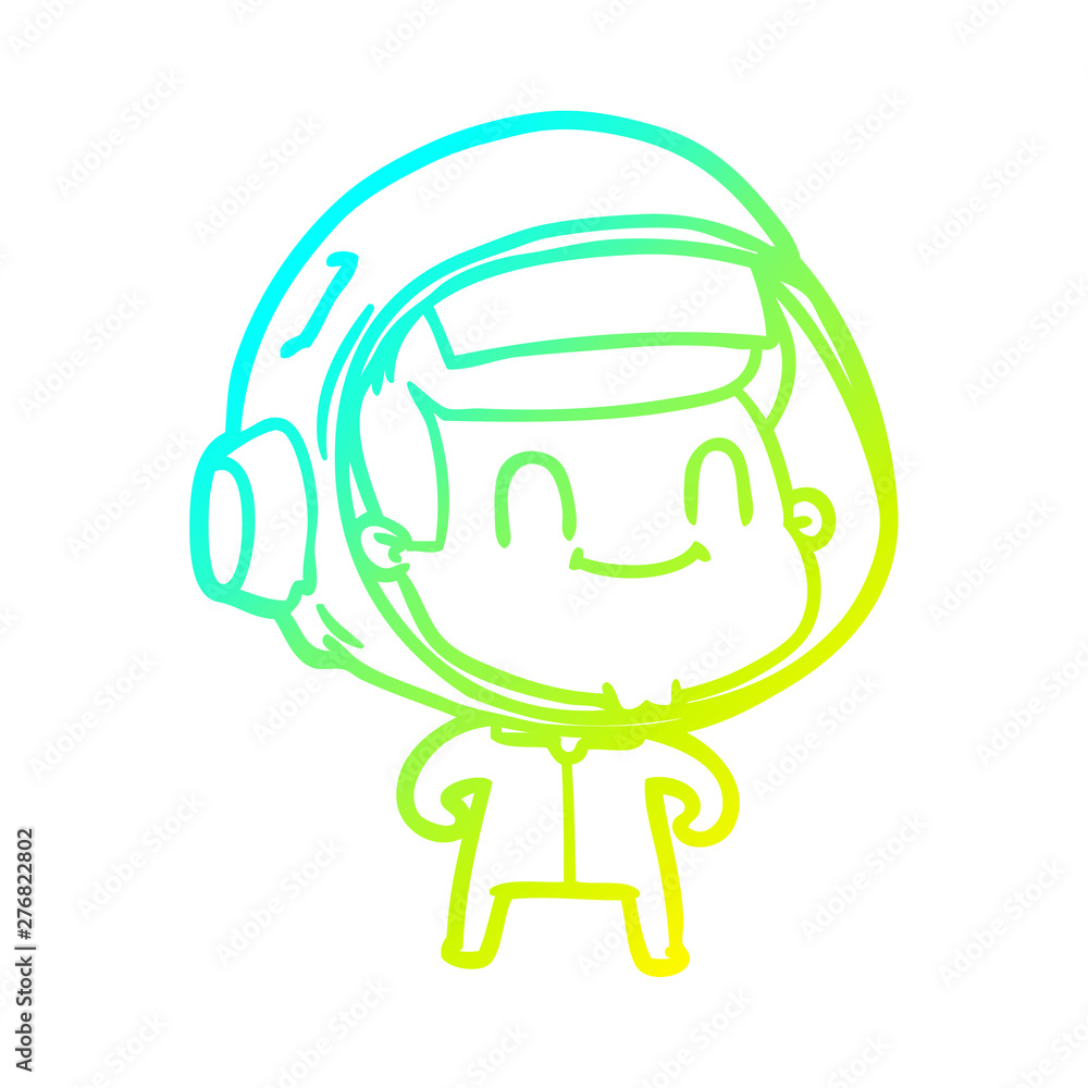 cold gradient line drawing happy cartoon astronaut man cold gradient line drawing happy cartoon astronaut man