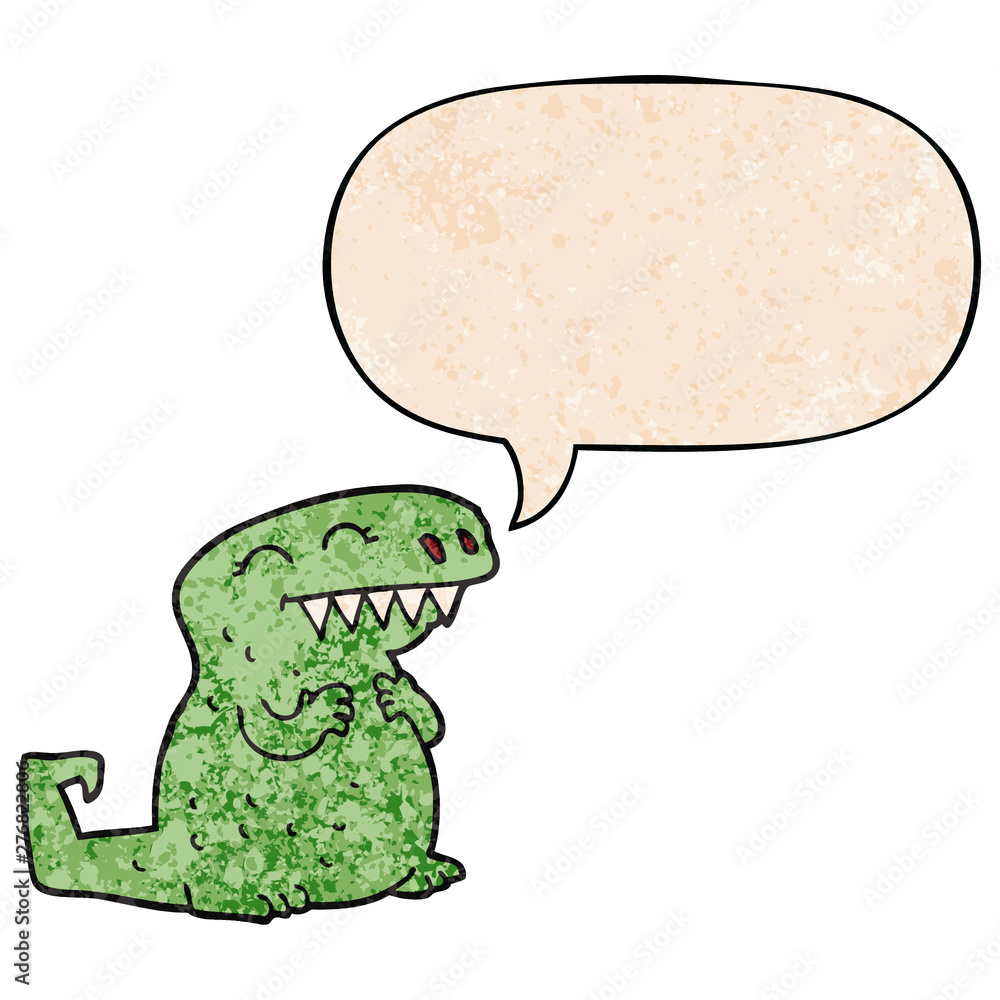 cartoon dinosaur and speech bubble in retro texture style cartoon dinosaur and speech bubble in retro texture style