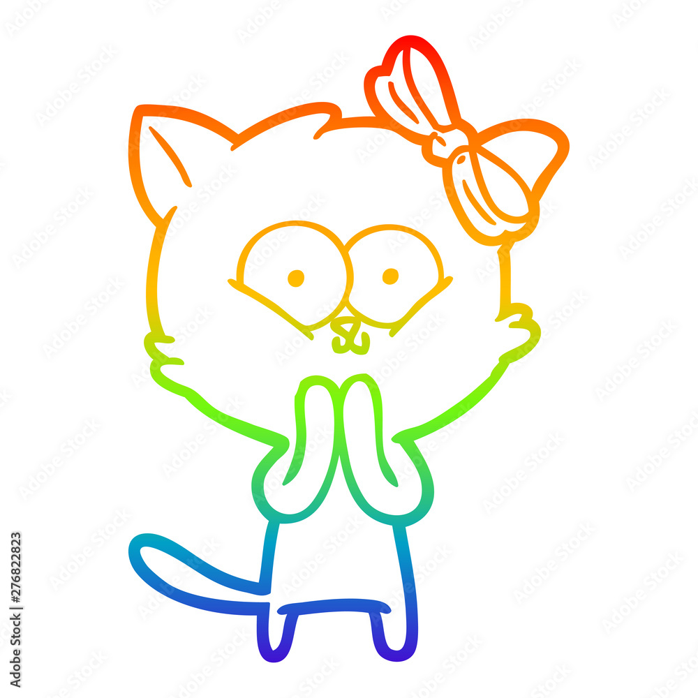 rainbow gradient line drawing cartoon cat rainbow gradient line drawing cartoon cat