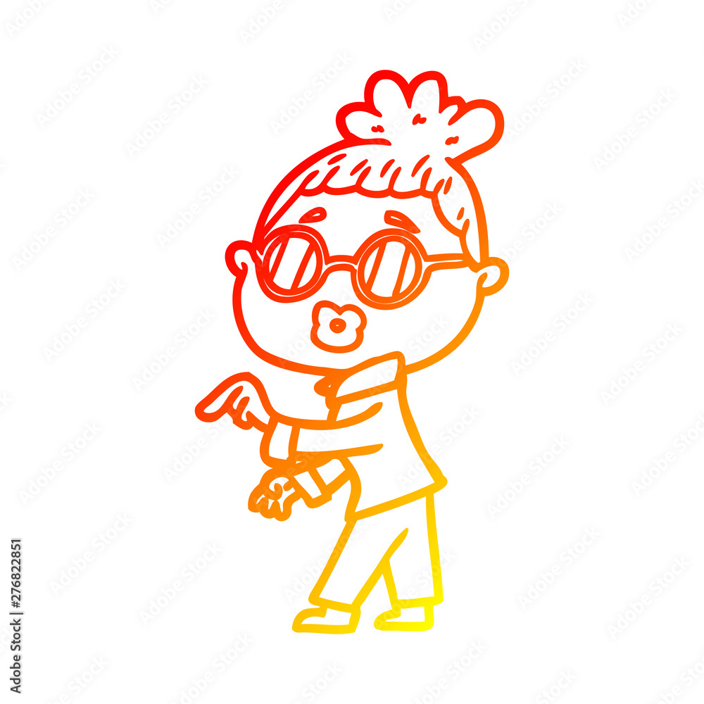 warm gradient line drawing cartoon woman wearing spectacles warm gradient line drawing cartoon woman wearing spectacles