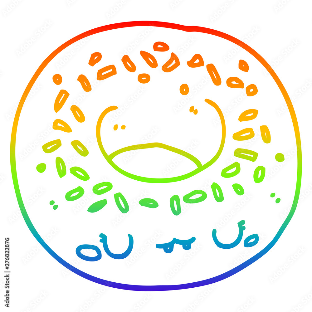 rainbow gradient line drawing cartoon donut rainbow gradient line drawing cartoon donut