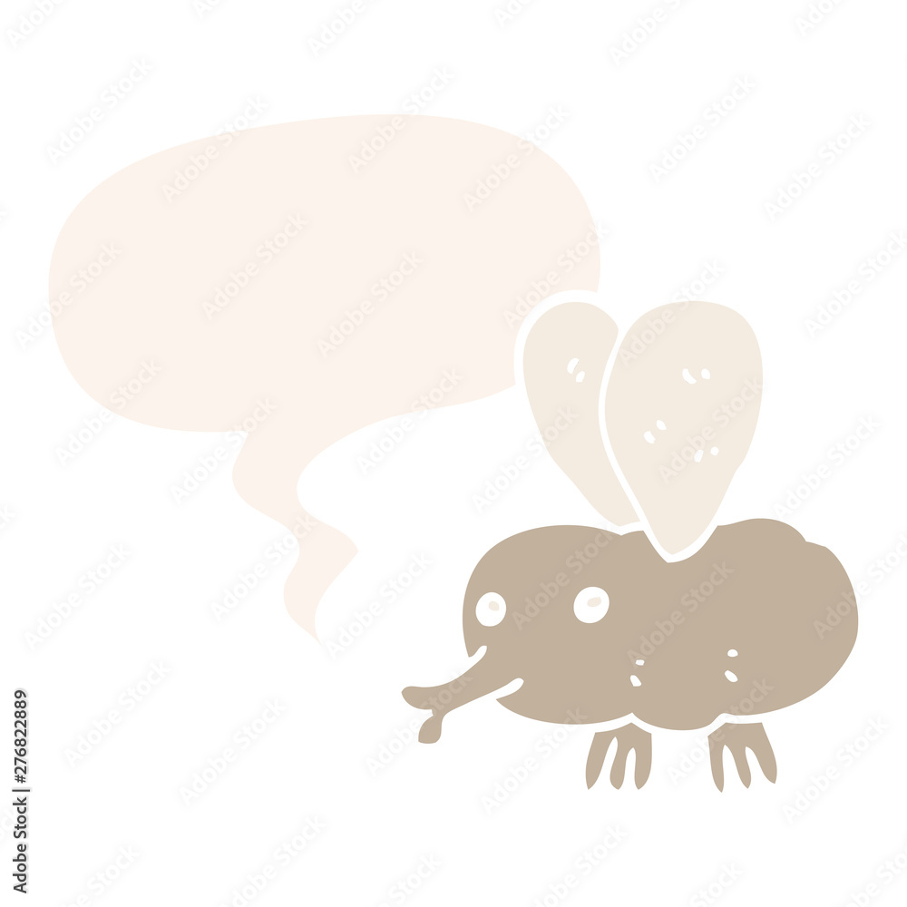 cartoon fly and speech bubble in retro style cartoon fly and speech bubble in retro style