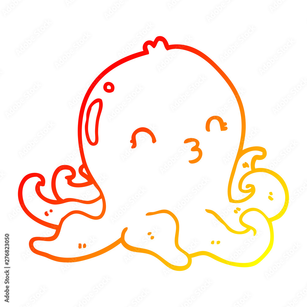 warm gradient line drawing cartoon octopus warm gradient line drawing cartoon octopus