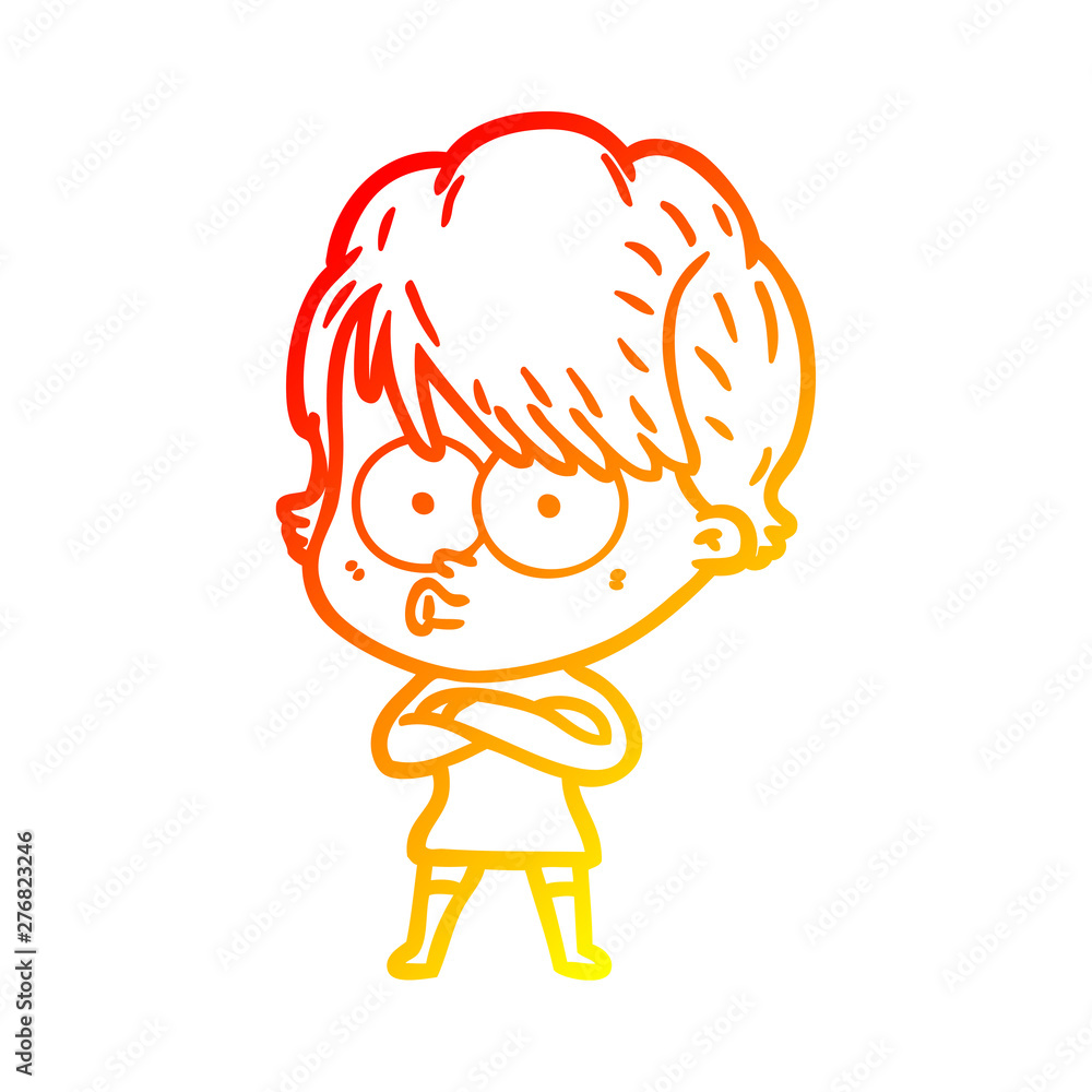 warm gradient line drawing cartoon woman