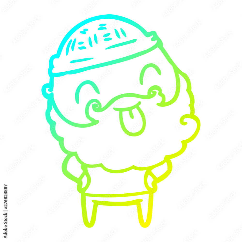 cold gradient line drawing man with beard sticking out tongue cold gradient line drawing man with beard sticking out tongue