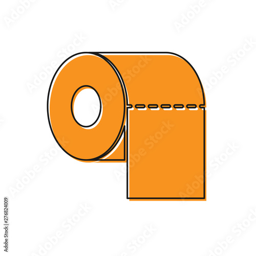 Orange Toilet paper roll icon isolated on white background. Vector Illustration
