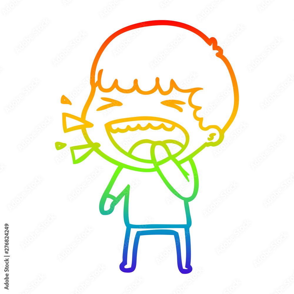 rainbow gradient line drawing cartoon laughing man