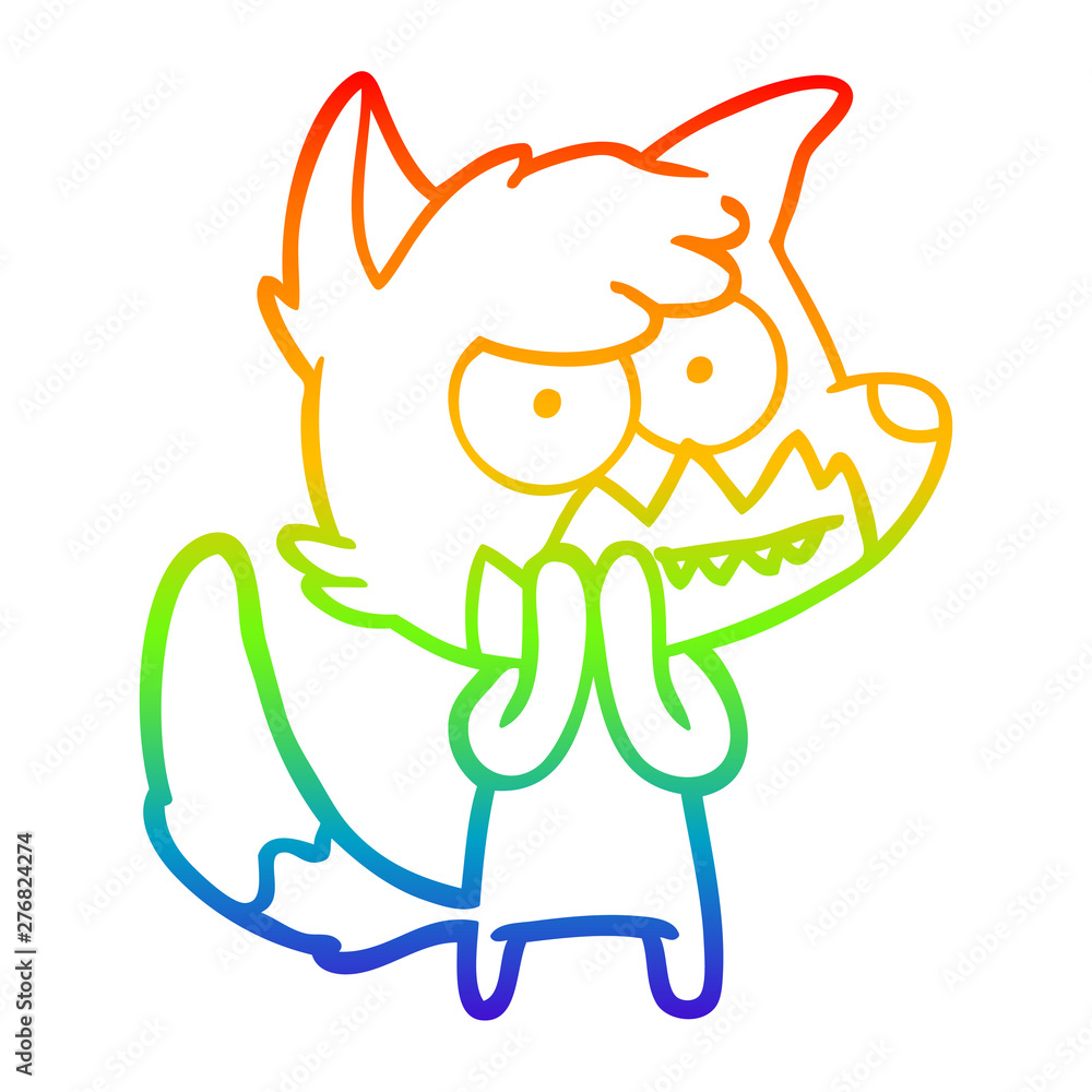 rainbow gradient line drawing cartoon grinning fox rainbow gradient line drawing cartoon grinning fox