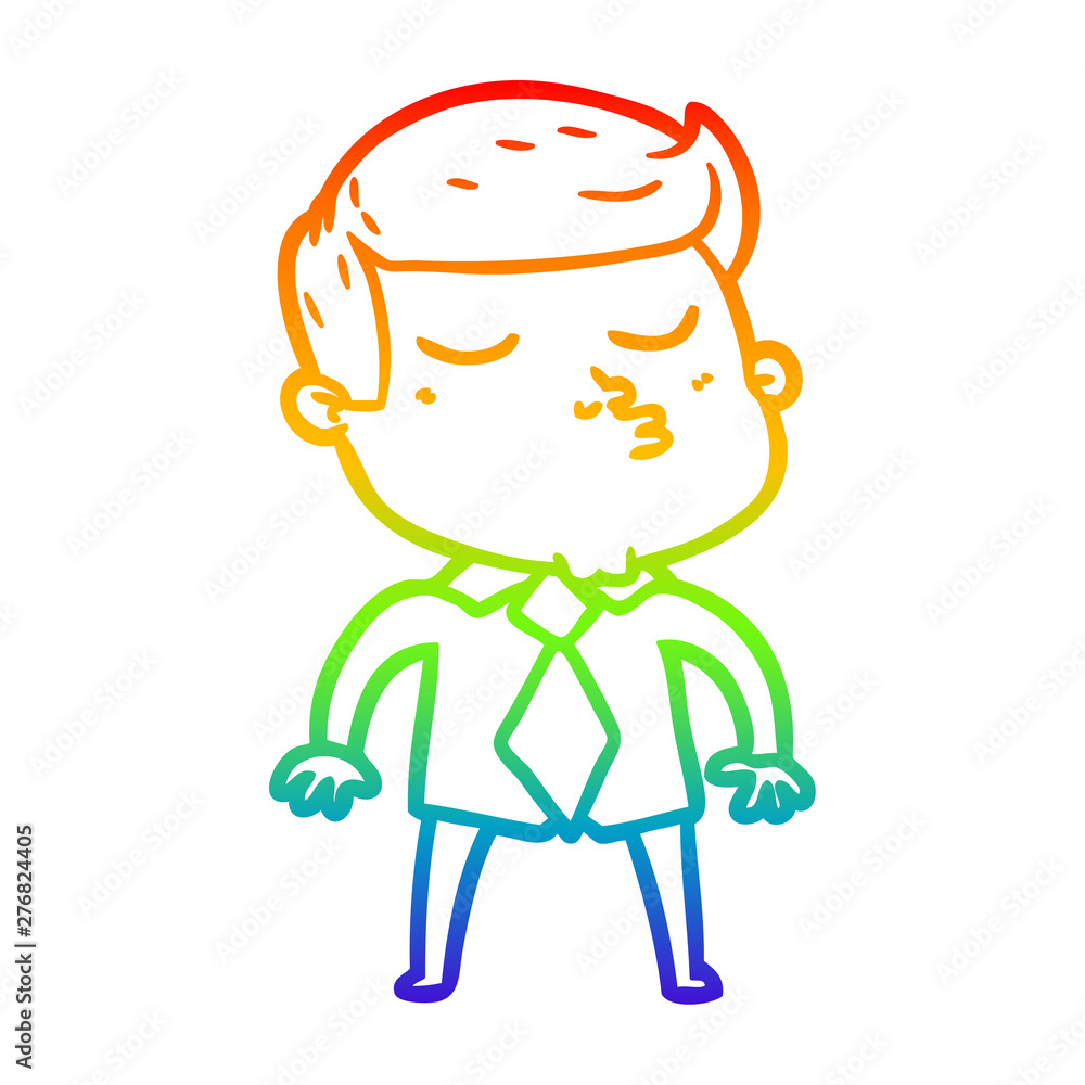 rainbow gradient line drawing cartoon model guy pouting rainbow gradient line drawing cartoon model guy pouting