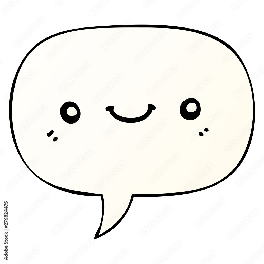 cartoon cute happy face and speech bubble in smooth gradient style cartoon cute happy face and speech bubble in smooth gradient style