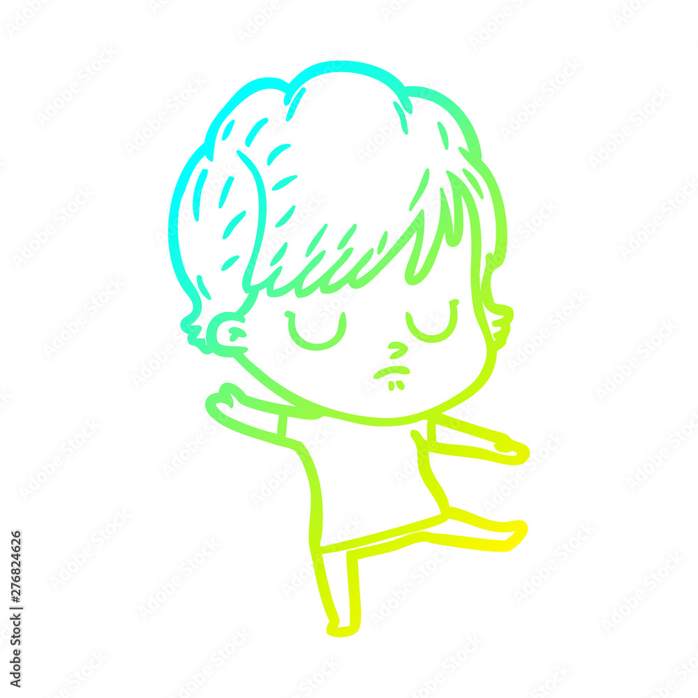 cold gradient line drawing cartoon woman cold gradient line drawing cartoon woman