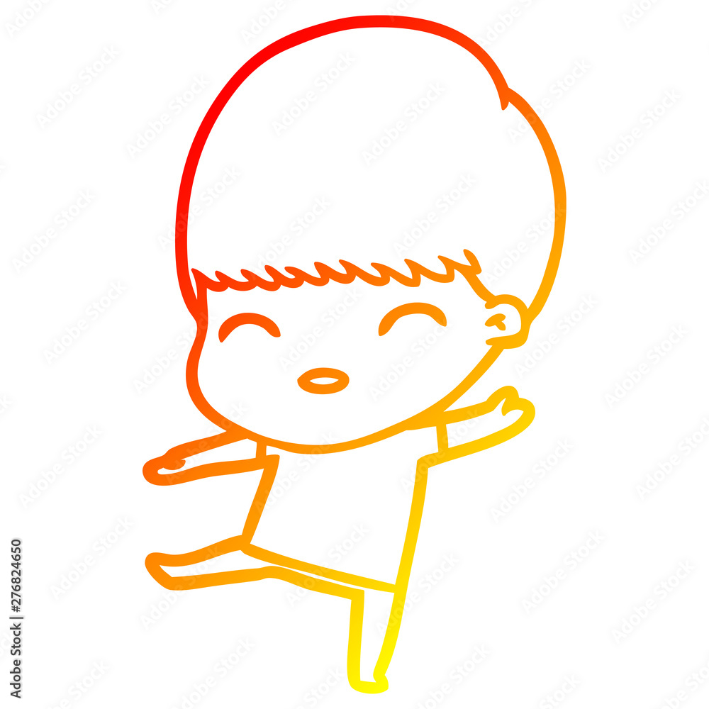warm gradient line drawing happy cartoon boy warm gradient line drawing happy cartoon boy