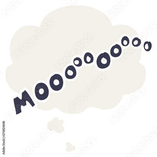 cartoon moo noise and thought bubble in retro style