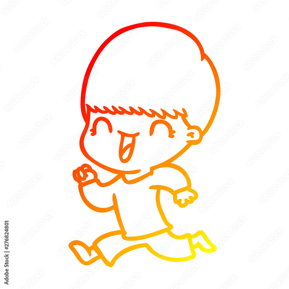 warm gradient line drawing happy cartoon boy warm gradient line drawing happy cartoon boy